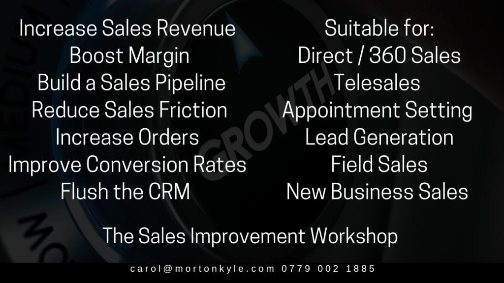 The Sales Improvement Workshop - for lead gen, appointment setters, direct sales, field sales and new business sales 